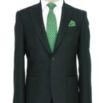 Slim Fit Plain Wide Lapel Green Men Wool Blazer - Wessi