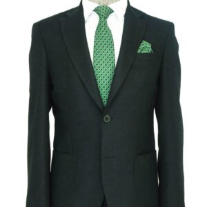 Slim Fit Plain Wide Lapel Green Men Wool Blazer - Wessi