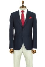 Slim-Fit-Plain-Wide-Lapel-Navy-Blue-Men-Wool-Blazer-Wessi-2