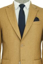 Slim-Fit-Plain-Wide-Lapel-Tan-Men-Wool-Blazer-Wessi-1