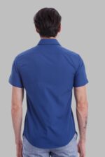 Slim-Fit-Short-Sleeve-Poly-Cotton-Navy-Blue-Men-Shirt-Wessi-2