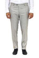 Slim Fit Textured Cream Men Trousers
