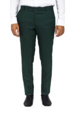 Slim Fit Textured Dark Green Men Trousers