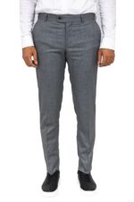 Slim Fit Textured Dark Grey Men Trousers