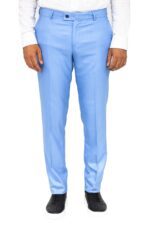 Slim Fit Textured Light Blue Men Trousers