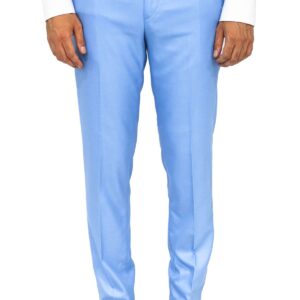 Slim Fit Textured Light Blue Men Trousers - Wessi