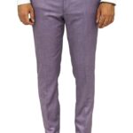 Slim Fit Textured Purple Men Trousers - Wessi
