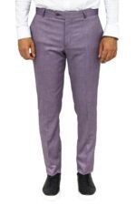 Slim Fit Textured Purple Men Trousers