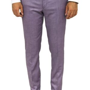 Slim Fit Textured Purple Men Trousers - Wessi