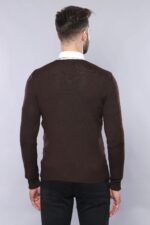 Slim-Fit-V-Neck-Long-Sleeve-Brown-Men-Knitwear-3