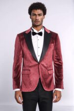 Slim Fit Velvet Burgundy Men Sparkle Tuxedo Jacket