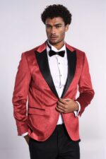 Sparkle Slim Fit Velvet Red Men Singer Tuxedo  Blazer