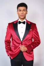 Sparkling Dotted Peak Lapel Men's Burgundy Tuxedo Jacket