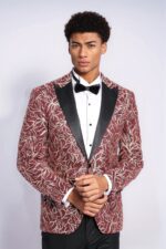 Sparkling-Ivy-Patterned-Slim-Fit-Burgundy-Men-Evening-Tuxedo-Jacket-Wessi-3