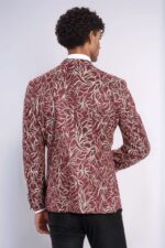 Sparkling-Ivy-Patterned-Slim-Fit-Burgundy-Men-Evening-Tuxedo-Jacket-Wessi-5