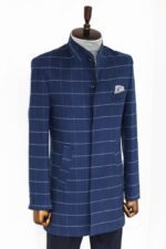 Standing-Collar-Plaid-Blue-Men-Coat-Wessi-4
