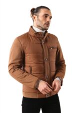 Standing Collar Zippered Men Quilted Coat