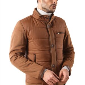 Standing Collar Zippered Men Quilted Coat - Wessi