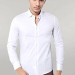 Stretch Cotton White Men Dress Shirt | Wessi