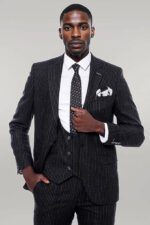 Striped Black Double Breasted Suit