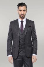 Striped Black Vested Suit