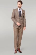Striped-Blazer-Plain-Pants-Light-Brown-Men-Suit-Wessi-1