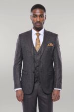Striped Brown Vested Suit