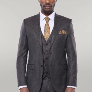 Striped Brown Vested Suit | Wessi