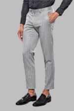 Striped Grey Men Trousers