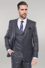 Striped Grey Vested Suit