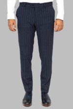 Striped Slim Fit Navy Blue Men Pants