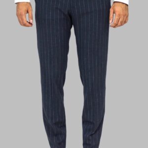 Striped Slim Fit Navy Blue Men Pants - Wessi