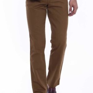 Suede Flap Pockets Plain Cotton Brown Men Pants - Wessi