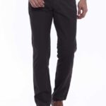 Suede Pocket Flap Plain Cotton Dark Brown Men Trousers - Wessi