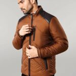 Tan Quilted Down Men Coat - Wessi