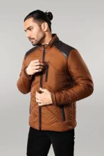 Tan Quilted Down Men Coat