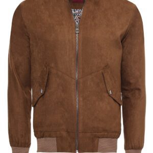 Tawny Patch Pockets Suede Bomber Coat - Wessi