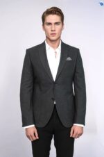 Textured-Slim-Fit-Peak-Lapel-Anthracite-Men-Blazer-Wessi-1