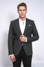 Textured-Slim-Fit-Peak-Lapel-Anthracite-Men-Blazer-Wessi-3