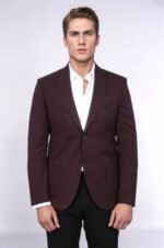 Textured-Slim-Fit-Peak-Lapel-Burgundy-Men-Blazer-Wessi-1