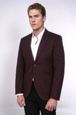 Textured-Slim-Fit-Peak-Lapel-Burgundy-Men-Blazer-Wessi-2
