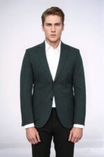 Textured-Slim-Fit-Peak-Lapel-Green-Men-Blazer-Wessi-1