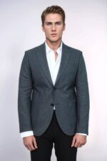 Textured-Slim-Fit-Peak-Lapel-Grey-Men-Blazer-Wessi-1