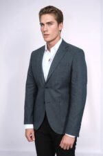 Textured-Slim-Fit-Peak-Lapel-Grey-Men-Blazer-Wessi-2