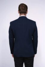Textured-Slim-Fit-Peak-Lapel-Navy-Blue-Men-Blazer-Wessi-4