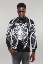 Tiger-Patterned-Slim-Fit-Black-Sweatshirt-Wessi-1