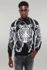 Tiger-Patterned-Slim-Fit-Black-Sweatshirt-Wessi-2
