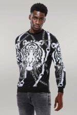 Tiger-Patterned-Slim-Fit-Black-Sweatshirt-Wessi-4