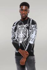 Tiger-Patterned-Slim-Fit-Black-Sweatshirt-Wessi-5