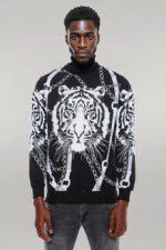 Tiger-Patterned-Slim-Fit-Black-Sweatshirt-Wessi-6